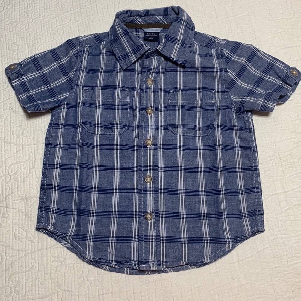 3T (4/$20) Linen/Cotton Plaid Button-Down by Gap